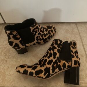 Kate Spade ankle boot size 5 calf hair fabric leopard print